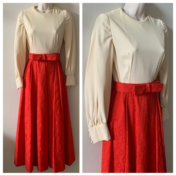 Vintage Dresses & Skirts - Vintage 60s High Neck Formal pleated Maxi Dress (q